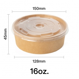 16 oz. (DM150mm) Kraft Paper Food Bucket- 300/Case (No Lids)